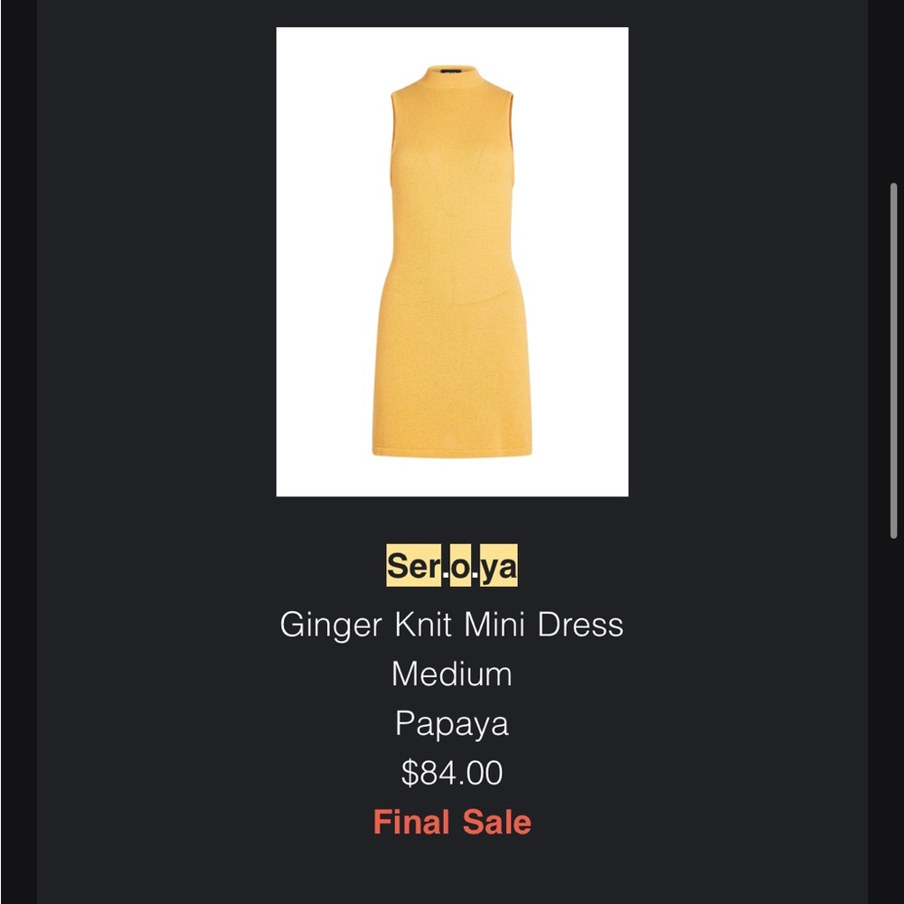 SER.O.YA Papaya Knit Mini Dress